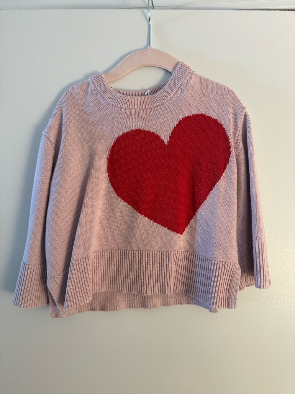 GAP Pink Sweater with Red Heart Graphic